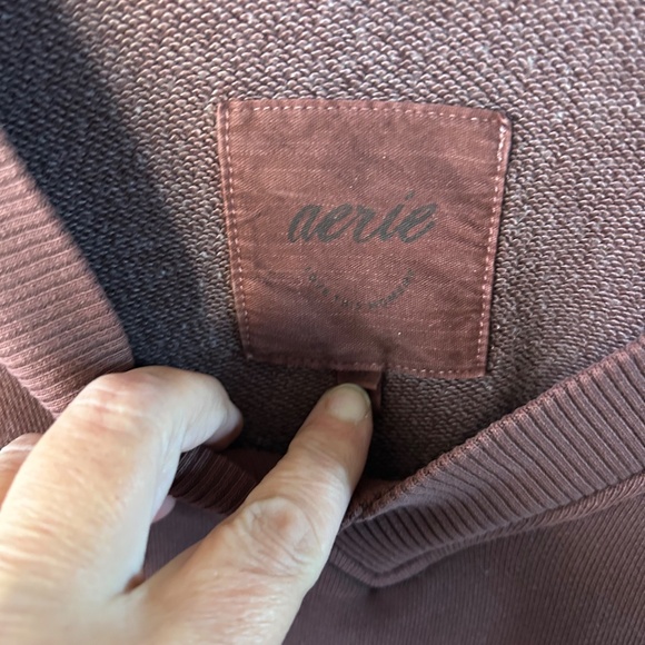 Women's Aerie V-Neck Sweat Shirt Browm - Picture 3 of 3